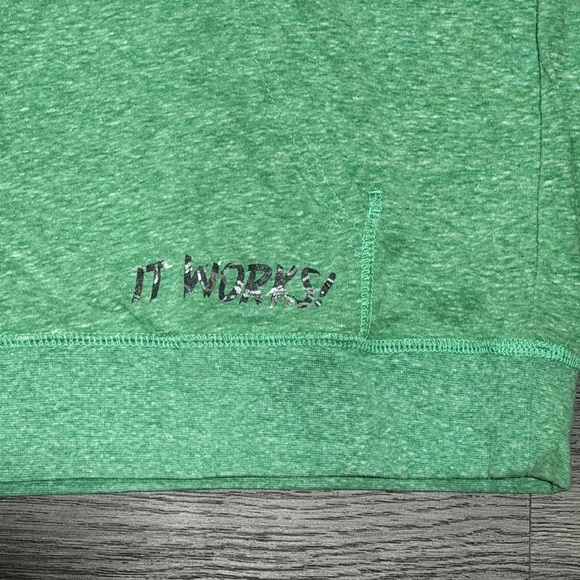 Green and Gray Hoodie with Graphic Text - Picture 3 of 3